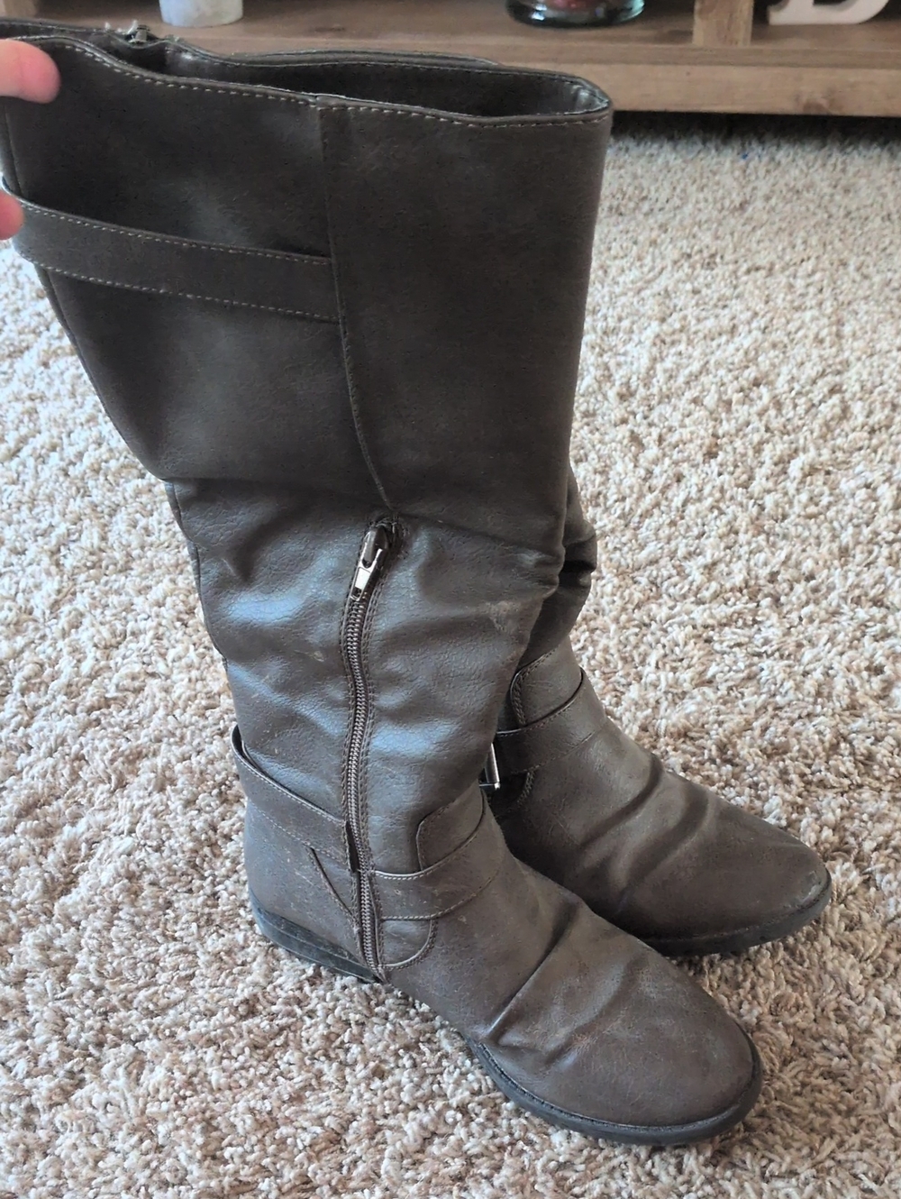 Rampage Brown Mid-Calf Heeled Riding Boots